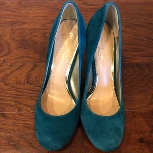 Jessica Simpson teal suede pump